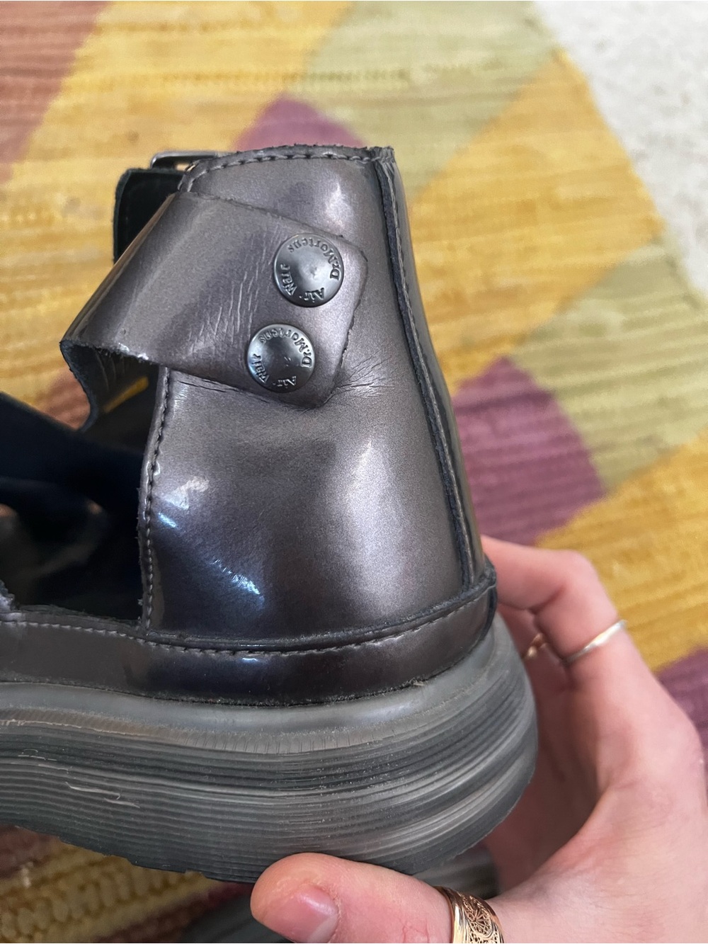 Dr. Marten Pewter Spectra Patent Clarissa Sandals - Picture 9 of 9